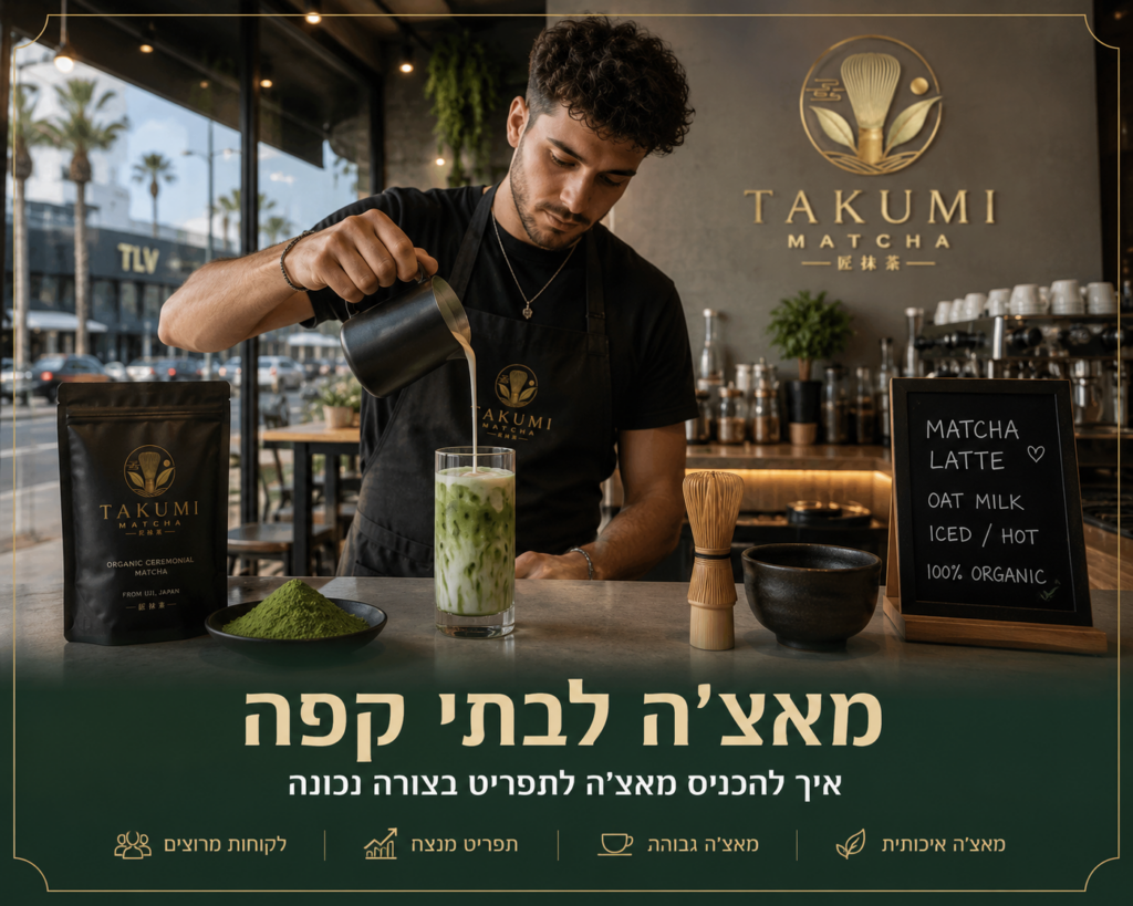 מאצ׳ה לבתי קפה בישראל עם בריסטה שמכין מאצ׳ה לאטה